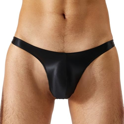 Sywiyi Slip de bain pour homme String Tanga Slip de bain Court Serré Mini Slip Maillot de bain Thongs Trunks Été Maillot de bain Stretch Taille basse, Noir , XL