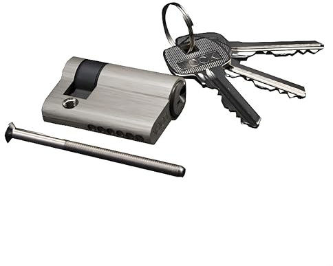 Feegow Serratura a cilindro da 45 mm, serratura a cilindro Euro con 3 chiavi, anti-urto, anti-trapano e anti-grimaldello, con accessori per serratura, nucleo a mezza serratura