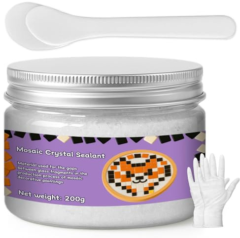 1DFAUL Mortero de cristal de mosaico de 200 g para manualidades, herramienta de mosaico, alto contraste de color, lechada directa, adecuada para mosaicos, proyectos de bricolaje (blanco)