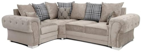 Verona Range Corner & 3+2 Sofas | Scatterback & Highback | Modern Comfortable 2 Seater, 3 Seater, 2C2 Corner, L Shape Sets for Living Room (Right Hand Facing Corner Scatterback)