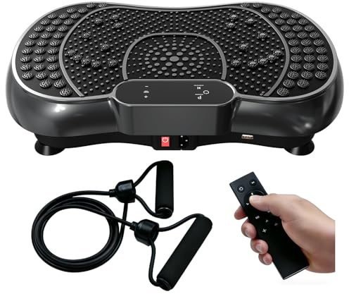 Vibration Plate Exercise Machine – Vibrating Plate for Lymphatic Drainage & Full Body Workout, 220W Power, 99 Speed Levels, Home Fitness Power Plate Alternative with Resistance Bands, 150KG Capacity