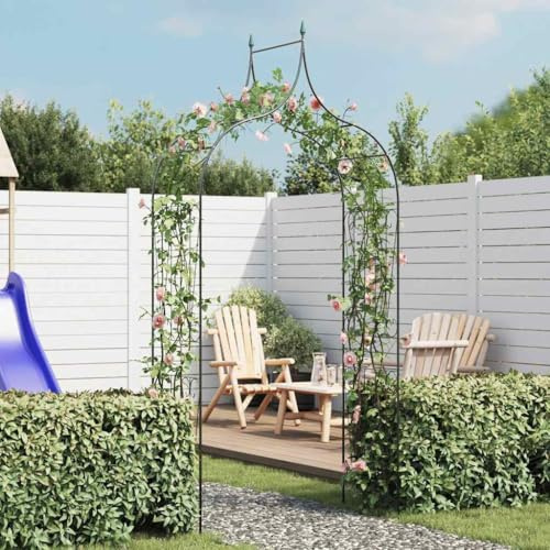 Rosenbåge av järn mörkgrön 129 x 60 x 283 cm, trädgårdsbåge, växtstöd för klätterväxter som ros, clematis murgröna, fristående för balkong terrass, säng som dekorativ lövgång och