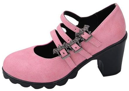 Scarpe da donna con tacco spesso, scarpe da ballo con tacco spesso, scarpe da sposa con tacco a blocco, ballerine eleganti per Dirndl, scarpe con tacco a spillo, scarpe da matrimonio, Colore: rosa