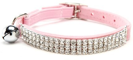 CHUKCHI Hukchi weiches verstellbares Samt-Halsband mit Strasssteinchen und Glocken, 27,9 cm, für kleine Hunde und Katzen …