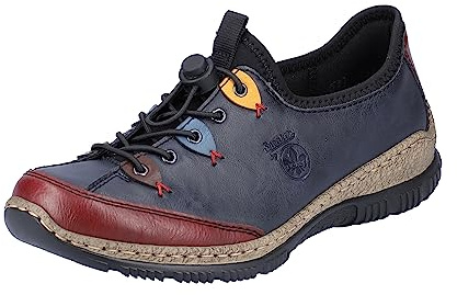 Rieker N3271-68 sneakers dam gul/svart sneakers låga skor, Blå blandning, 37 EU