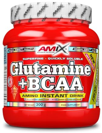 AMIX BCAA Glutamina - Réduit le Catabolisme Musculaire et Facilite la Récupération Post-formation - Idéale pour les Athlètes - Citron Vert - 300 gr