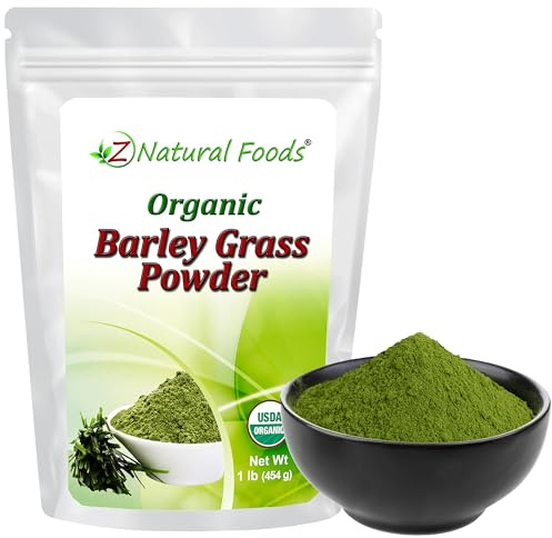 Z Natural Foods Organic Barley Grass Powder - USDA Organic Whole Food Green Blend for Energy Boost, Detox & pH Balance with Amino Acids, Minerals - Antioxidant Mix for Juice, Water, Smoothies, 1 lb