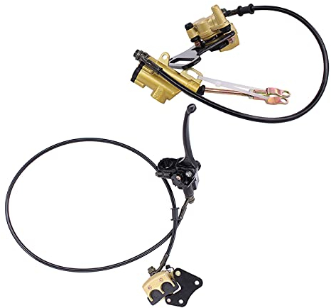 HouYeen - Gruppo pinza, cilindro maestro e freno a disco idraulico anteriore e posteriore per dirt bike, pit bike, ATV, go-kart, da 50, 110 e 125 cc, dorato