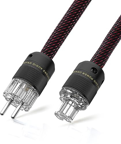 Tertullus HiFi High End Netzkabel C15 Stromkabel HiFi Audio kaltgerätekabel Mit Schukostecker & Kaltgerätestecker (PE, 1m)