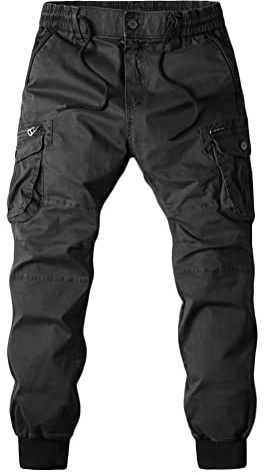 Tomwell Jogging Homme Pantalon Cargo Survêtement Slim Fit de Sport Jogger Camouflage Mode de Travail Loisirs Casual Workout Avec Poches Zippée C Noir M