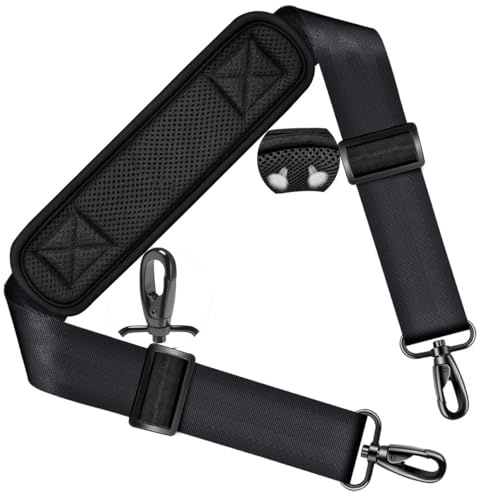 Shoulder Strap 58 Universal Handbag Strap with Ultra-Thick Fixed Padded and Dual Balanced Adjustable Buckles Shoulder Crossbody Strap for Briefcase Messenger Bag Laptop Bag Luggage，Black