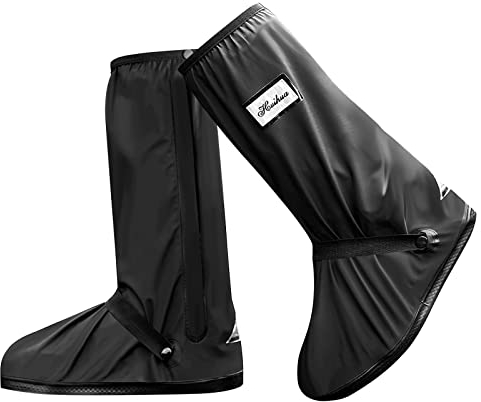 Yeswell Waterproof Shoe Covers, Reusable & Foldable Rain Snow Waterproof Boots Cover, Rain Shoe Cover with Zipper & Reflector, Suitable for Men's & Women's Rain Gear (XL)