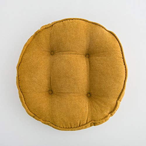 Solido Rotondo Cuscino Da Seduta Trapuntato Addensare Cuscino Da Pavimento Corduroy Cuscino Sedia Tatami Cuscini A Terra Per Yoga Meditazione Soggiorno Balcone Ufficio All'aperto-Giallo Diameter 45cm(