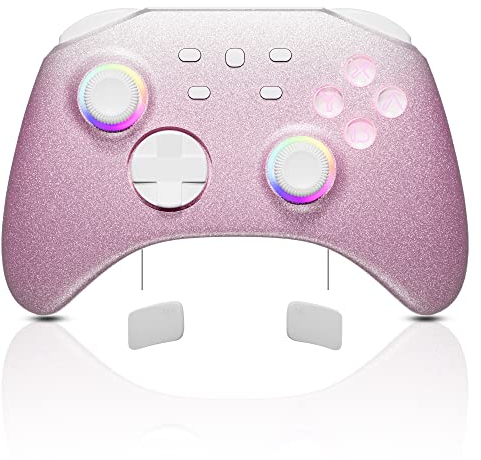 Mytrix Rose dégradé Manette sans fil pour Nintendo Switch/Lite/OLED avec joystick optique RVB, compatible avec Switch/PC/Android/Ios/Steam Deck multiplateforme avec macro/réveil/Turbo/vibration