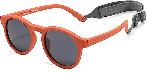 Cysocool Gafas de sol polarizadas para bebés con correa, de 0 a 36 meses, protección solar anti UV 400, marco flexible, inastillable, gafas de sol para niños, naranja, Talla única
