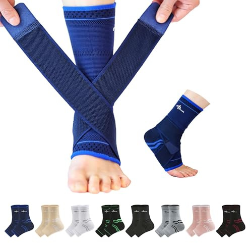 ABIRAM Coppia di fasce per piedi con fascia a compressione, tutore per caviglia per arco plantare, supporto per caviglia, calcio, basket, pallavolo, corsa, per slogature del piede, tendinite, fascite