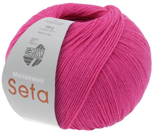 LANA GROSSA Meilenweit Seta, filato per calze con percentuale di seta, lavabile in lavatrice, 55% lana vergine (merino), poliammide e seta, 100 g di lana per lavorare a maglia e uncinetto, 400 m di