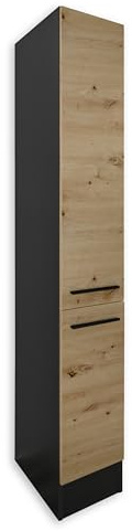 Stella Trading Jazz 8-Armadietto Moderno, Effetto, spazioso Armadio da Cucina con Molto Spazio, Legno ingegnerizzato, Antracite/Rovere Artisan, Apothekerschrank