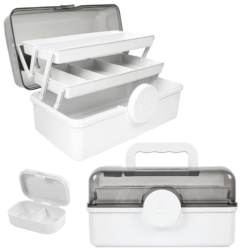 Jazlyvex Hausapotheke Box, Medizinschrank Medikamenten Aufbewahrung Medizinbox edizinschrank Tragbare Medikamentenbox Aufbewahrung 3 Ebene Groß Medizinkoffer 30X16X15 cm