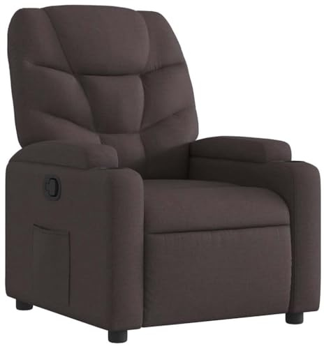 vidaXL Sillón Reclinable, Silla con Respaldo Reposabrazos, Sillón de Televisión Relax Descanso, Asiento para Salón Hogar, Tela Marrón Oscuro