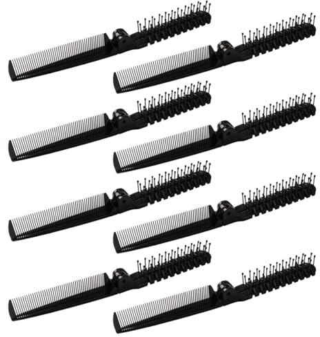 HSIXHAF Faltbarer Kamm, 8 pcs Klappkamm Bartkamm Klappbar Klappbürste Kleine Haarbürste Mini Haarbürste Taschenkamm, kleine klappbare Haarbürste, Reise-Haarbürste, Schwarz
