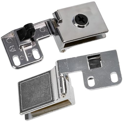 AERZETIX - C74736 - Par de 2 bisagras para puerta de vidrio cristal ventana máx 5mm - vitrina - acabado cromado