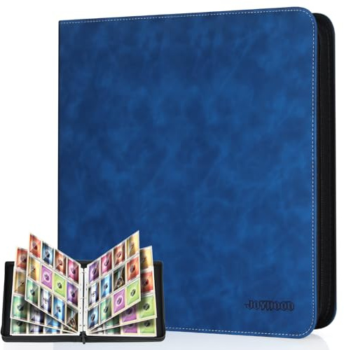JoyHood Classeur de Cartes à Collectionner compatible avec TCG - Peut contenir 960 cartes - Album Classeur Convient pour PM MTG OPCG - Avec Fermeture Eclair (Bleu Saphir, 12 Pockets)