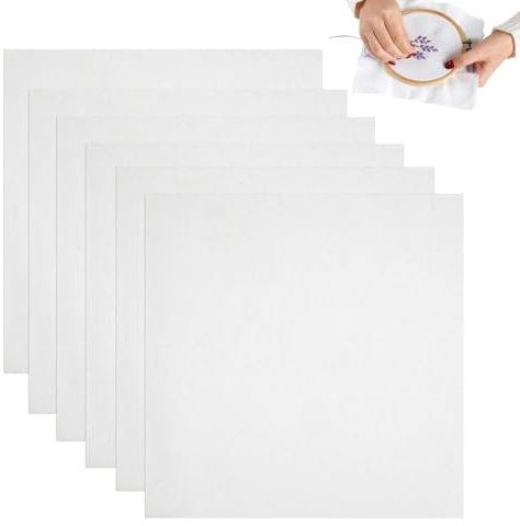 6 Stück Aida Stoff zum Sticken, 50x50 cm Embroidery Fabric Linen, Weiß Baumwolle für DIY Basteln und Nähen