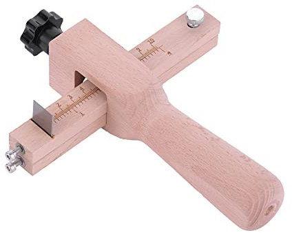 lvifloae Leather Cutting Tool Leather Strip Belt Cutter Hat Brim Cutter Adjustable Wooden Strip and Strap Belt Cutter Leather Hand Cutting DIY Craft Tool with 5 Blades