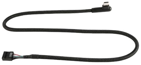 Laroal Cable USB de 9 Pines a Tipo C para Placa Base, Adaptador de Datos Hembra de 9 Pines (60 cm) con Codo de 90 Grados Tipo C a Placa Base.