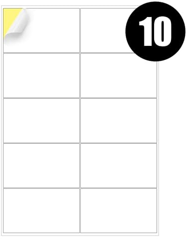 10 Address Labels Per A4 Sheet, 50 Sheets, Self Adhesive Mailing Printer Shipping Label for Inkjet and Laser Printers, Printable Sticky Sheet Sticker [JAM Free]