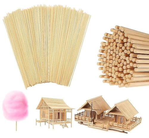 WOKICOR 200 Piezas Palos Redondos de Madera, 30cm x 3mm Natural Palos de Maderas, Largo Varas de Madera Extra Largas para Carpintería, Manualidades, Bricolaje Modelismo, Arte y Decoración del Hogar