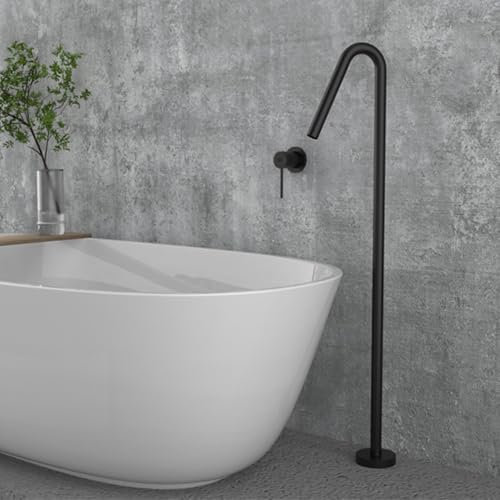 BiaoTeng Grifo Bañera Exenta Negro Monomando agua Fría y Caliente Laton Grifo de Bañera Empotrado Pared