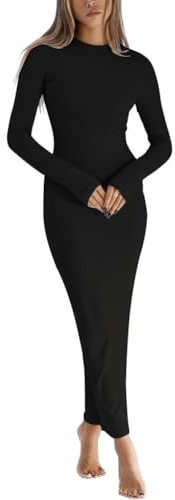 LACOZY Robe mi-longue à manches longues pour l'automne - Robe crayon moulante sexy - Robe de cocktail formelle - Robe longue de mariage, Noir , S