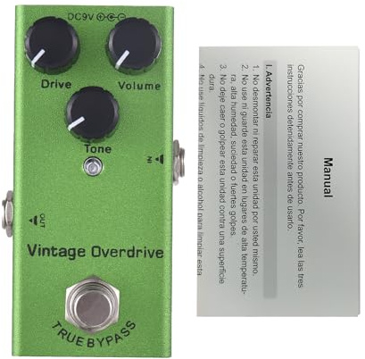 Mini pedale effetto overdrive vintage per chitarra - Design true bypass, suono classico tube screamer, robusto involucro in alluminio, manopole di controllo versatili, efficie