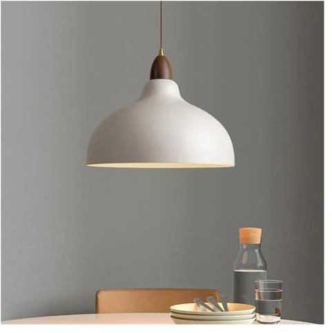 Lámpara colgante de y hierro de 35CM, lámpara colgante blanca y negra moderna Compatible with comedor, cocina, restaurante, cafetería, luminaria de suspensión,luminaria LED