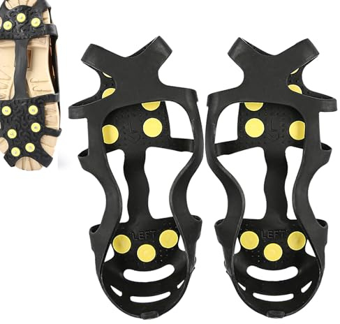 Grampones para Zapatos | Púas Antideslizantes para Tracción De Calzado | Agarre De Hielo Y Nieve De 9 Dientes,para Trabajo Exterior Desplazamientos Invierno Senderismo Caminata Escalada Alpinismo
