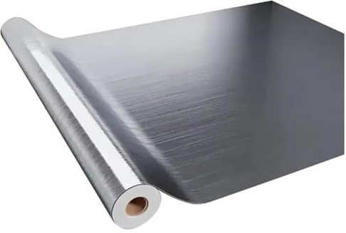 Buhdjfnke Adhesivo de Pared de Metal Cepillado Plateado de 40 cm para Cocina, Sala de Estar, Refrigerador, Encimera, Papel Tapiz Adhesivo Impermeable.
