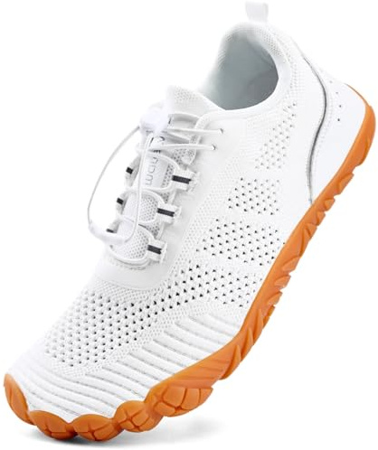 WateLves Barefoot Water Shoes Men Women Wide Toe Box Minimalist Gym Sneakers Zero Drop Walking Shoes for Training Yoga Beach Hiking (White, 38)