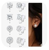 CASSIECA 4 Paires Boucles d'Oreilles Femme Clip Hypoallergenique Boucles d'Oreilles Non Percées Ensemble de Boucles d'Oreilles Clips Zircone Cubique Plaqué Or 14K et Argent pour Filles Enfants