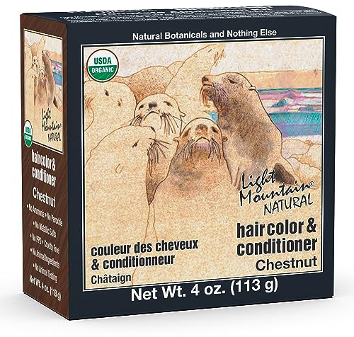 Light Mountain Natural Hair Color and Conditioner - Chestnut - 4 Fl Oz with Pack of Hair Clips