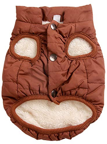 JoyDaog 2-lagige mit Fleece gefütterte Hundejacke, sehr warm für Winter und kaltes Wetter, extraweiche, winddichte Hundeweste,braun,S