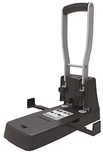 D.RECT 1500 Locher groß | 150 Blatt | Registraturlocher | Kraftlocher | Anschlagschiene mit Formatvorgaben | Bürolocher Papierlocher | 2-fach Hochleistungs Lochung schwarz