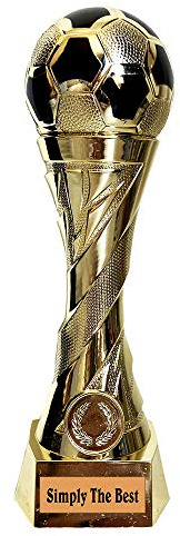 Larius Group Coppa da calcio con incisione a scelta, extra grande (245 mm, 460 gr.) – Trofeo d'onore – Palla da portiere (Testo: Simply The Best)