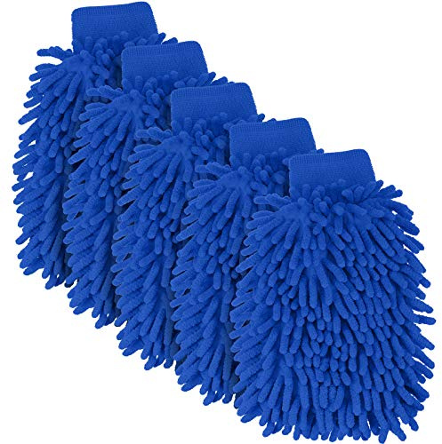 BBTO 5 Pieces Car Wash Mitts Microfiber Chenille Scratch Free Car Wash Gloves Absorbent Double Sided Drying Mitts Microfiber Swirl Free Clean Brush Truck SUV Motorcycles Home Dusting 10.24'' x 6.69''