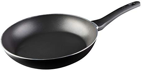 MasterChef Non Stick Frying Pan 28cm For Induction Hob, Gas, Halogen & Ceramic Stoves Swiss Engineered For Even Heat Distribution, Scratch Resistant, Dishwasher Safe, Aluminum, Black