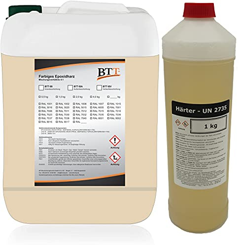 BTT-BV Verlaufsbeschichtung Epoxidharz Bodenbeschichtung Industriebeschichtung Lagerhalle Bodenfarbe 5kg RAL 1015