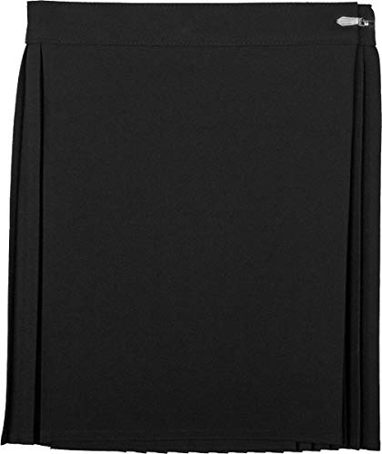 STAR FASHION Kids Girls School Uniform P.E. Netball Sports Gym Skirt Kilt Knife Pleats Wraparound Skirts Drop Waist Pleated Summer Skirt’s Sportswear (Waist 30) Black