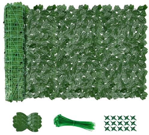 AGJIDSO Artificial Ivy Fence Screening, 3m x 1m Artificial Hedges Panels, Privacy Fence Screen for Garden, Balcony, Outdoor (Upgraded Maple Leaves)