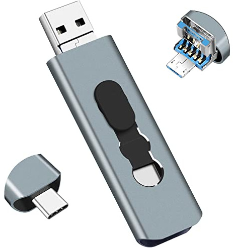 32 GB USB Stick 3-in-1 Speicherstick für Smartphones, BorlterClamp OTG USB 3.0 Flash-Laufwerk mit 3 USB-Anschlüsse (USB-C/microUSB/USB-A) für PC, Laptops, Handys wie Samsung Galaxy und Mehr